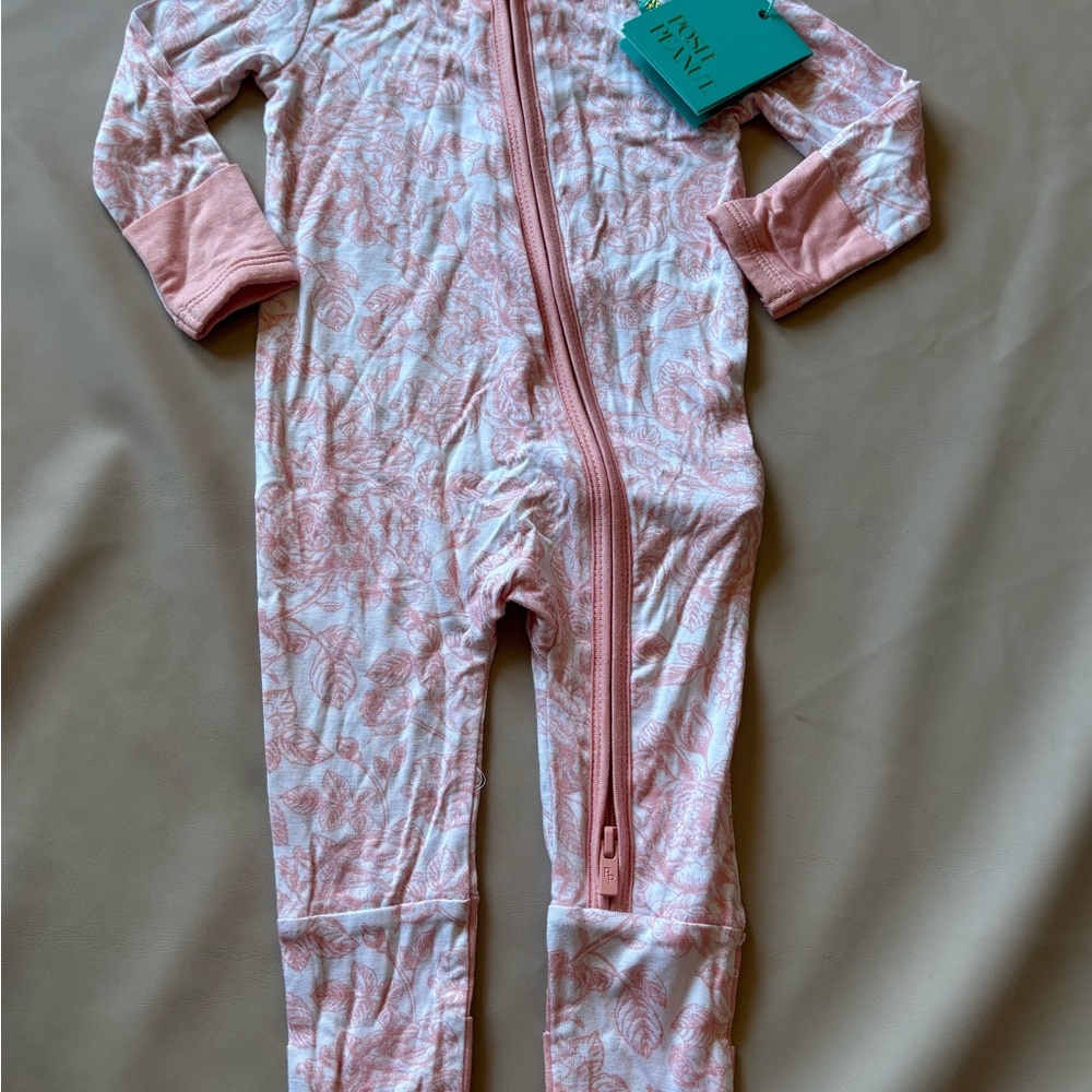 Posh Peanut Pink and White Kids One Piece